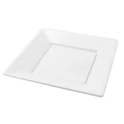 Platos de Plástico Cuadrados Blancos de 17cm