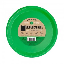 Platos Biodegradables Verdes de Cartón 20,5cm
