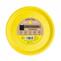 Platos Biodegradables Amarillos de Cartón 20,5cm