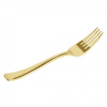 Supernal 400 tenedores de plástico dorados, tenedores desechables  resistentes, cubiertos de plástico dorado, tenedores de postre de plástico  dorado
