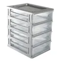 Cajonera de Plástico de 26x35x39 cm y 4 Cajones Gris