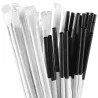 Pajitas de Plástico PP Reutilizables Enfundadas Negras Rectas Ø8mm x 23cm