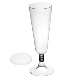 Copas de Cava de Plástico CON TAPA 150ml Transparentes