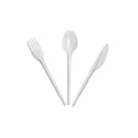 Set de Cubiertos de Plástico Blanco: Tenedor Cuchara Cuchillo