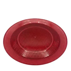 Bandeja Redonda de Plástico PS Lux Rojo Translúcido Reutilizable 25cm