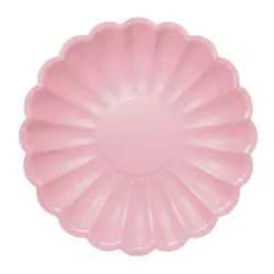 Platos de Cartón Elegantes Rosa Pastel de 18cm (8 Uds)