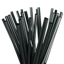 Pajitas de Plástico PP Reutilizables Negras Rectas Ø8mm x 23cm