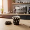 Vasos de Cartón Negro "Coffee" 120ml con Tapa Drink