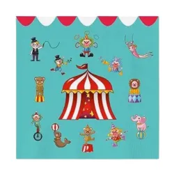 Servilletas de Papel Punta-Punta 33 x 33 cm Decoradas Circo (20 Uds)