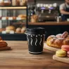 Vasos de Cartón Negro "Coffee" 200ml con Tapa Drink