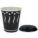 Vasos de Cartón Negro "Coffee" 240ml con Tapa Drink