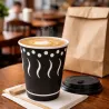 Vasos de Cartón Negro "Coffee" 240ml con Tapa Drink
