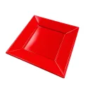 Platos de Plástico PS Cuadrados Rojos 17x17cm