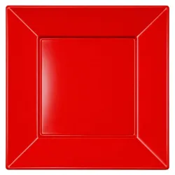 Platos de Plástico PS Cuadrados Rojos 23x23cm
