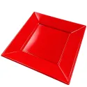 Platos de Plástico PS Cuadrados Rojos 23x23cm