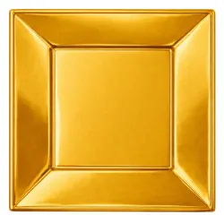 Platos de Plástico PS Cuadrados Dorados 23x23cm