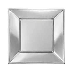 Platos de Plástico PS Cuadrados Plateados 17x17cm