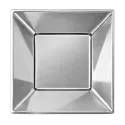 Platos de Plástico PS Hondos Cuadrados Plateados 17x17cm