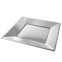 Platos de Plástico PS Cuadrados Plateados 23x23cm