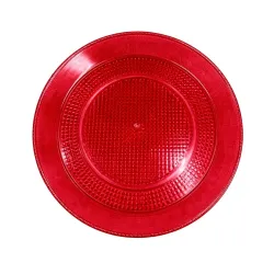 Bandeja Redonda de Plástico PS Lux Rojo Translúcido Reutilizable 20cm