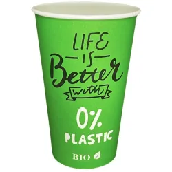 Vasos Biodegradables de Cartón Verde "Relax" 16Oz/480ml Ø9cm