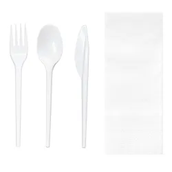 Set de Cubiertos, Tenedor, Cuchara, Cuchillo y Servilleta