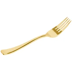 Tenedores de Plástico Metalizados Dorados 18,5cm