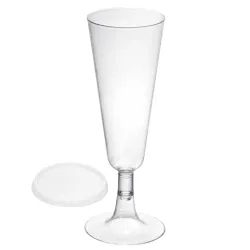 Copas de Cava de Plástico CON TAPA 150ml Transparentes