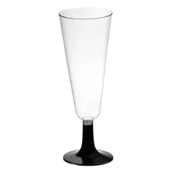 Copas de Cava de Plástico PS 150ml Pie Negro