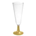 Copas de Cava de Plástico PS 150ml Pie Dorado