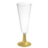 Copas de Cava de Plástico PS 150ml Pie Dorado