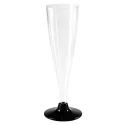 Copas de Cava Flauta de Plástico PS 140ml Pie Negro