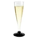 Copas de Cava Flauta de Plástico PS 140ml Pie Negro