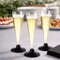 Copas de Cava Flauta de Plástico PS 140ml Pie Negro
