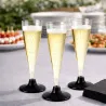 Copas de Cava Flauta de Plástico PS 140ml Pie Negro