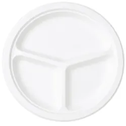Platos Biodegradables Caña de Azúcar con tres compartimentos 26cm