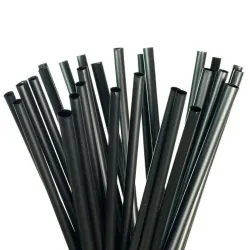 Pajitas de Plástico PP Reutilizables Negras Rectas Ø8mm x 15cm