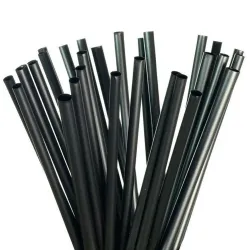 Pajitas de Plástico PP Reutilizables Negras Rectas Ø7mm x 18cm