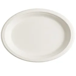 Platos Ovalados Biodegradables Caña de Azúcar 32x25cm