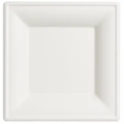 Platos Biodegradables Caña de Azúcar Cuadrados 26x26cm