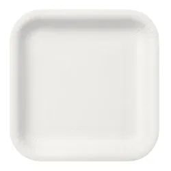 Platos de Cartón Cuadrados Biodegradables Blancos 23x23cm