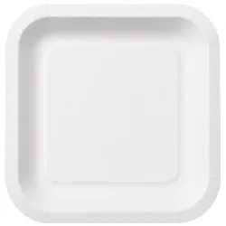 Platos de Cartón Cuadrados Biodegradables Blancos 26x26cm