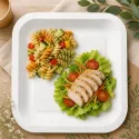 Platos de Cartón Cuadrados Biodegradables Blancos 26x26cm