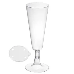 Copas de Cava de Plástico PS CON TAPA 150ml Transparentes
