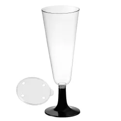Copas de Cava de Plástico PS CON TAPA 150ml Pie Negro