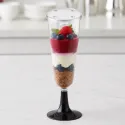 Copas de Cava de Plástico PS CON TAPA 150ml Pie Negro