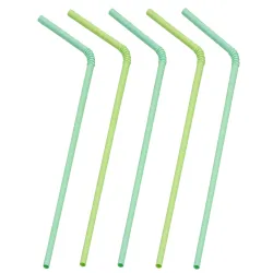 Pajitas Flexibles Biodegradables PLA Verdes Ø5mm x 24cm
