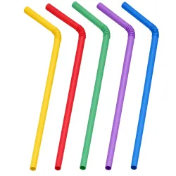 Pajitas Flexibles de Plástico PP Reutilizables Multicolores Ø8mm x 24cm