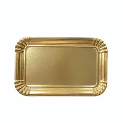 Bandejas de Cartón Rectangular Doradas 12x19cm