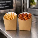 Petacas de Cartón para Fritos Kraft/Blanco Pequeña 9x7,5cm